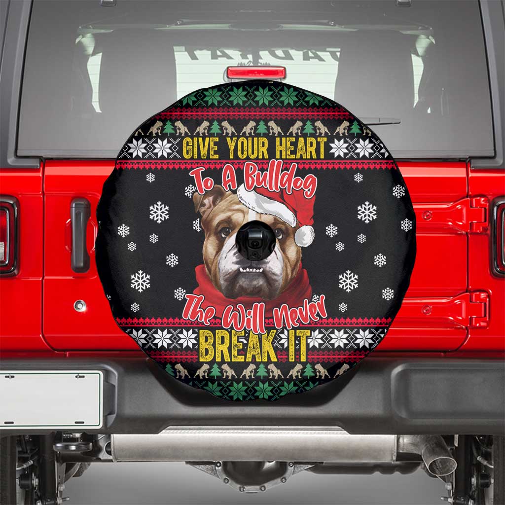 Give Your Heart Bulldog Christmas Spare Tire Cover Xmas Holiday Patterns - Wonder Print Shop