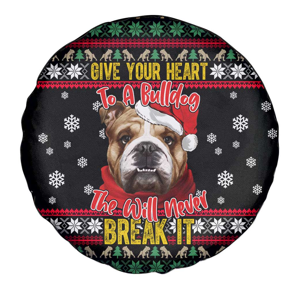 Give Your Heart Bulldog Christmas Spare Tire Cover Xmas Holiday Patterns - Wonder Print Shop