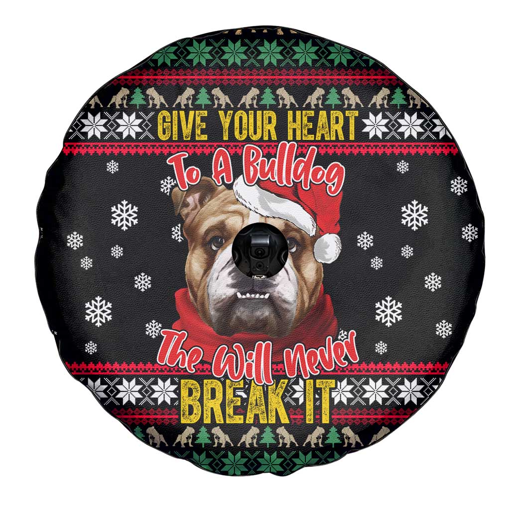 Give Your Heart Bulldog Christmas Spare Tire Cover Xmas Holiday Patterns - Wonder Print Shop