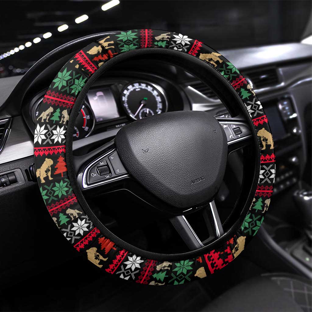 Give Your Heart Bulldog Christmas Steering Wheel Cover Xmas Holiday Patterns - Wonder Print Shop