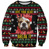 Give Your Heart Bulldog Christmas Sweatshirt Xmas Holiday Patterns - Wonder Print Shop