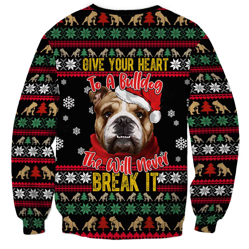 Give Your Heart Bulldog Christmas Sweatshirt Xmas Holiday Patterns - Wonder Print Shop