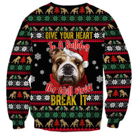 Give Your Heart Bulldog Christmas Sweatshirt Xmas Holiday Patterns - Wonder Print Shop