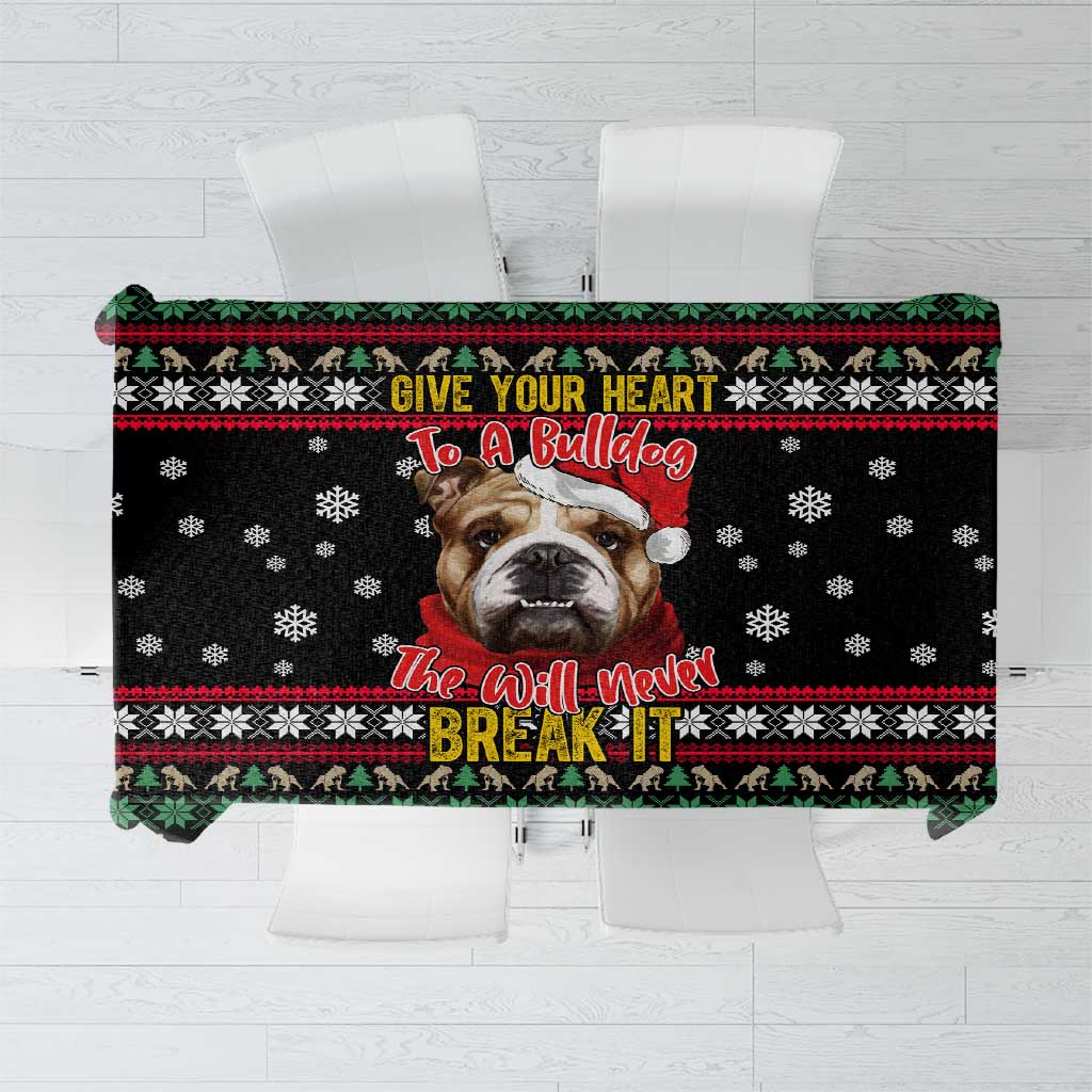Give Your Heart Bulldog Christmas Tablecloth Xmas Holiday Patterns - Wonder Print Shop
