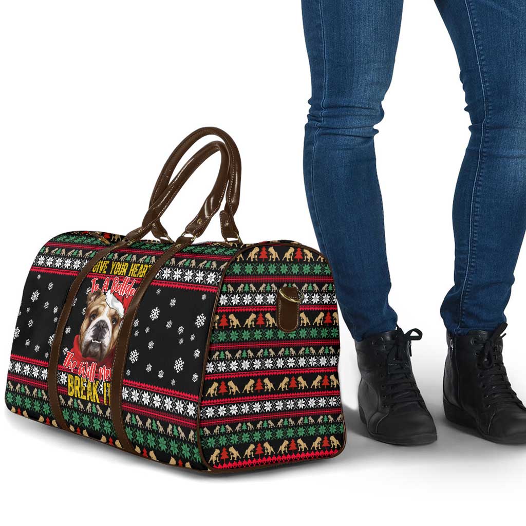 Give Your Heart Bulldog Christmas Travel Bag Xmas Holiday Patterns - Wonder Print Shop