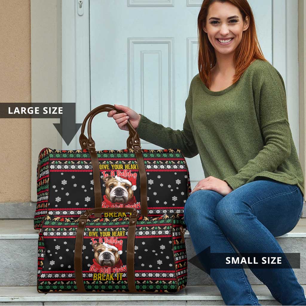 Give Your Heart Bulldog Christmas Travel Bag Xmas Holiday Patterns - Wonder Print Shop