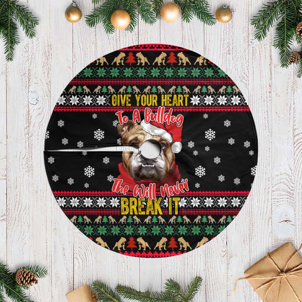 Give Your Heart Bulldog Christmas Tree Skirt Xmas Holiday Patterns - Wonder Print Shop