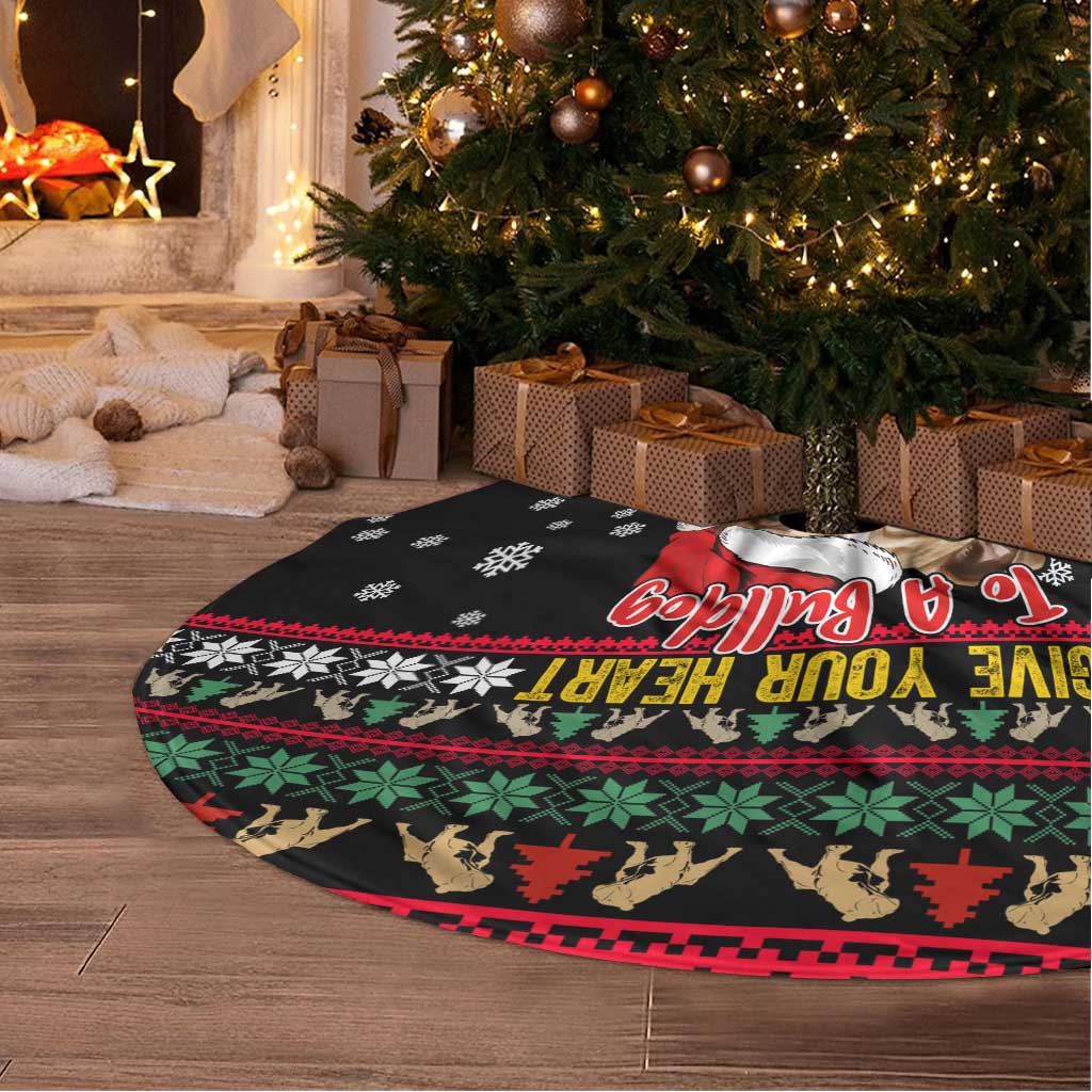 Give Your Heart Bulldog Christmas Tree Skirt Xmas Holiday Patterns - Wonder Print Shop