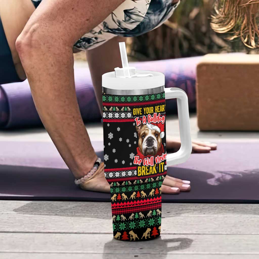 Give Your Heart Bulldog Christmas Tumbler With Handle Xmas Holiday Patterns - Wonder Print Shop