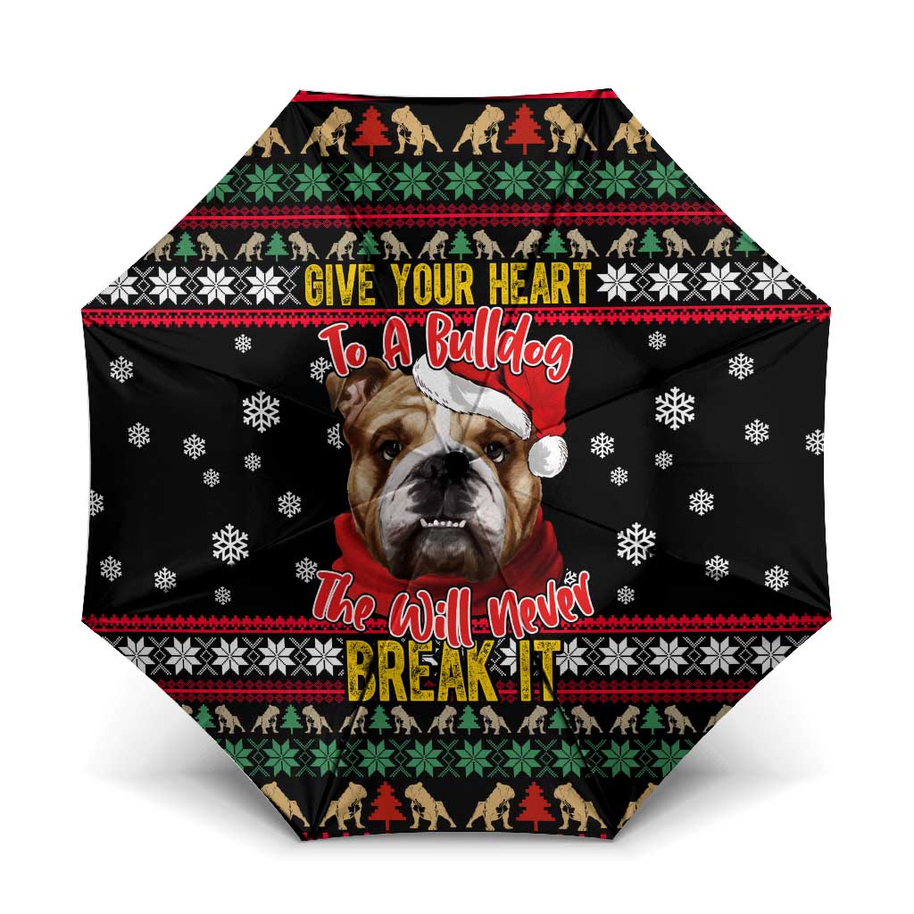 Give Your Heart Bulldog Christmas Umbrella Xmas Holiday Patterns - Wonder Print Shop