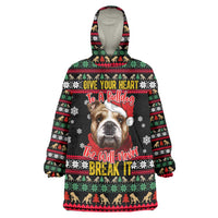 Give Your Heart Bulldog Christmas Wearable Blanket Hoodie Xmas Holiday Patterns - Wonder Print Shop