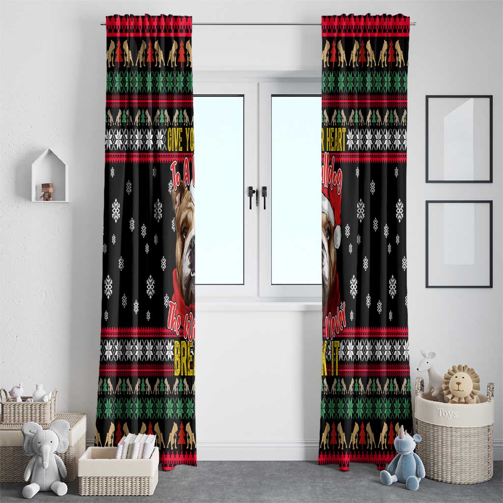 Give Your Heart Bulldog Christmas Window Curtain Xmas Holiday Patterns - Wonder Print Shop