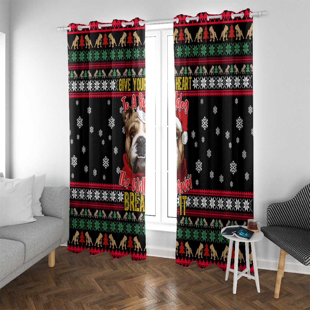 Give Your Heart Bulldog Christmas Window Curtain Xmas Holiday Patterns - Wonder Print Shop