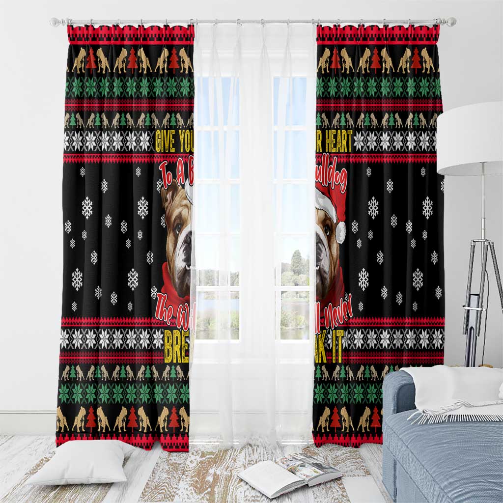 Give Your Heart Bulldog Christmas Window Curtain Xmas Holiday Patterns - Wonder Print Shop