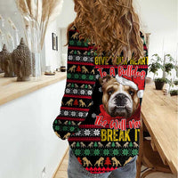 Give Your Heart Bulldog Christmas Women Casual Shirt Xmas Holiday Patterns - Wonder Print Shop