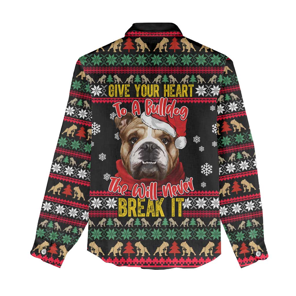 Give Your Heart Bulldog Christmas Women Casual Shirt Xmas Holiday Patterns - Wonder Print Shop