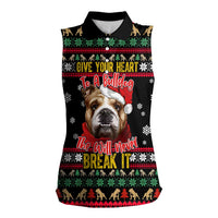 Give Your Heart Bulldog Christmas Women Sleeveless Polo Shirt Xmas Holiday Patterns - Wonder Print Shop