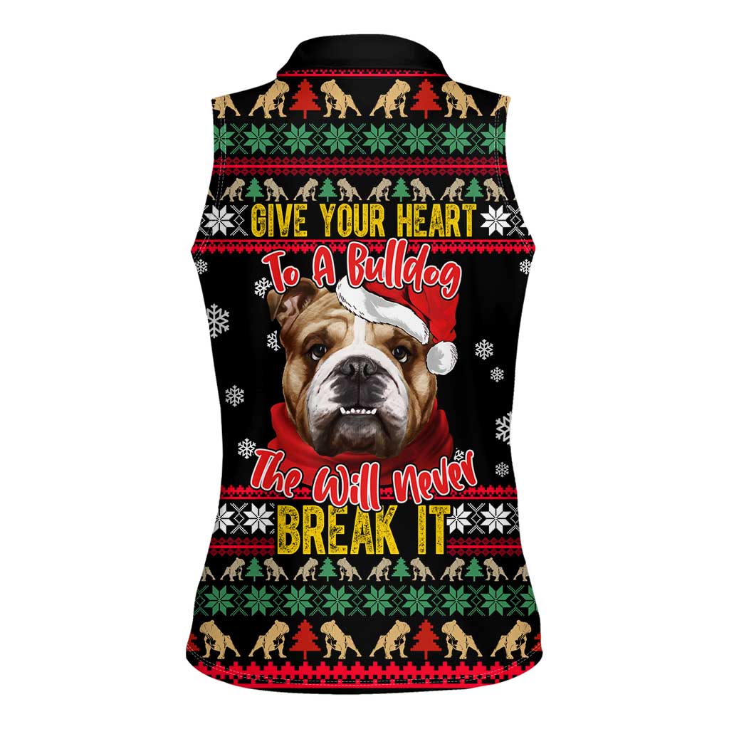 Give Your Heart Bulldog Christmas Women Sleeveless Polo Shirt Xmas Holiday Patterns - Wonder Print Shop