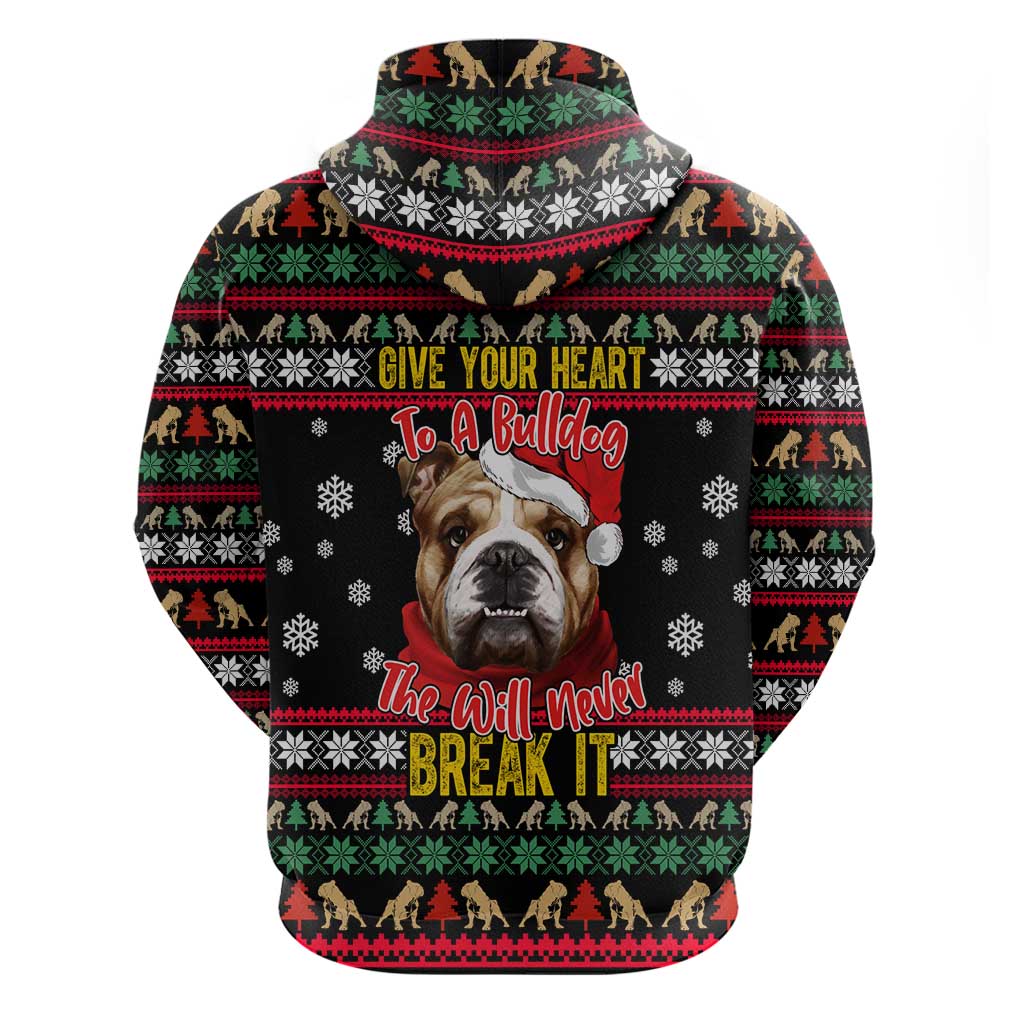 Give Your Heart Bulldog Christmas Zip Hoodie Xmas Holiday Patterns - Wonder Print Shop
