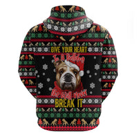 Give Your Heart Bulldog Christmas Zip Hoodie Xmas Holiday Patterns - Wonder Print Shop