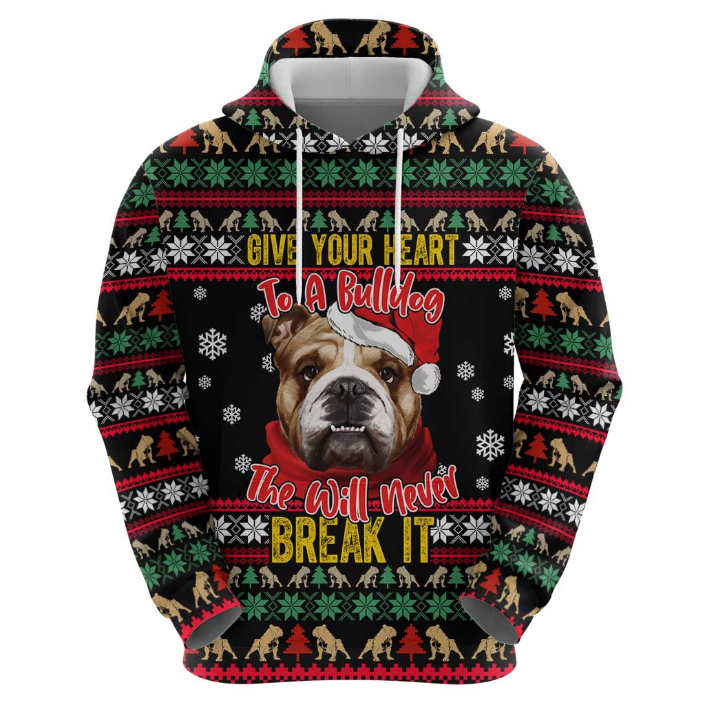 Give Your Heart Bulldog Christmas Zip Hoodie Xmas Holiday Patterns - Wonder Print Shop