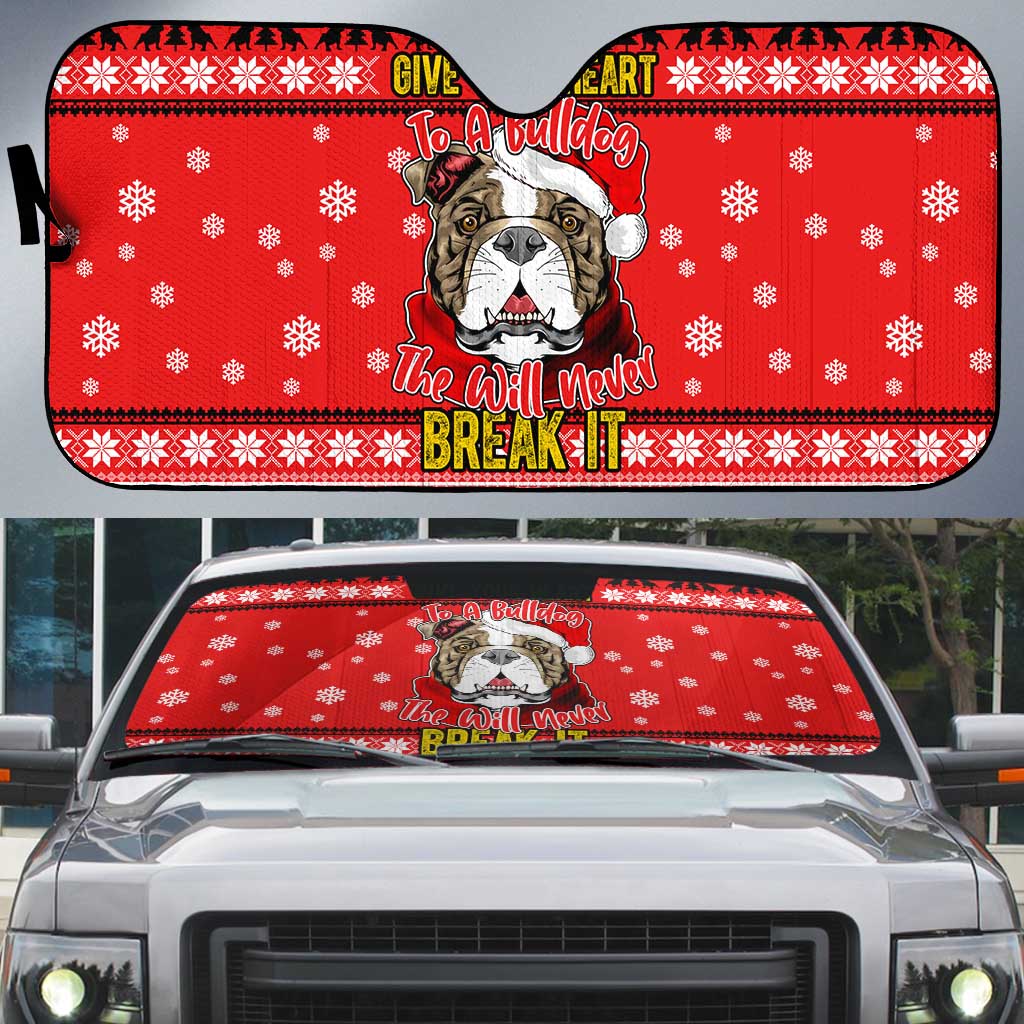 Give Your Heart Pitbull Dog Christmas Auto Sun Shade Xmas Holiday Patterns - Wonder Print Shop
