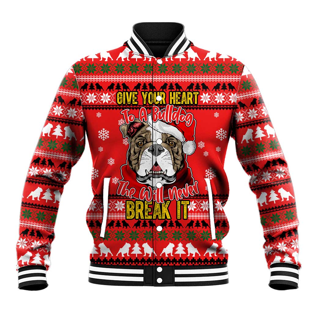 Give Your Heart Pitbull Dog Christmas Baseball Jacket Xmas Holiday Patterns - Wonder Print Shop