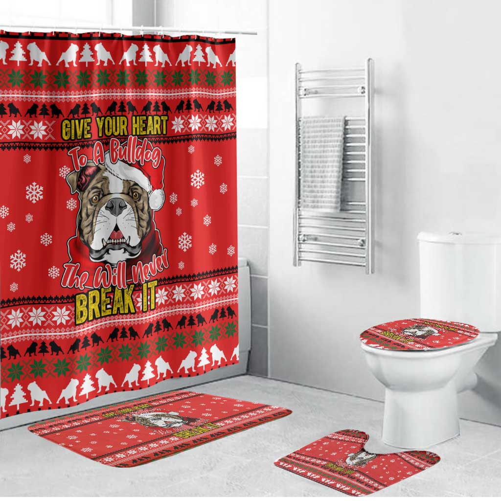Give Your Heart Pitbull Dog Christmas Bathroom Set Xmas Holiday Patterns - Wonder Print Shop