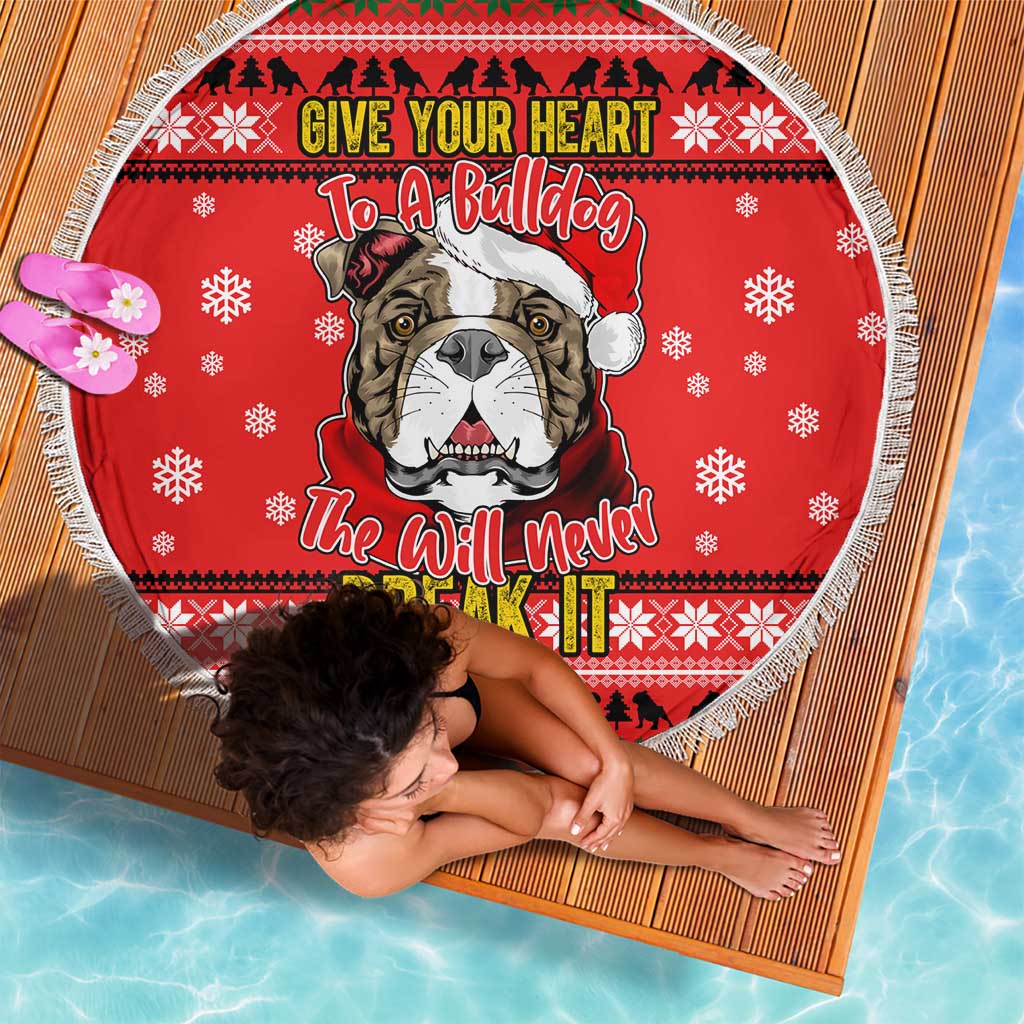Give Your Heart Pitbull Dog Christmas Beach Blanket Xmas Holiday Patterns - Wonder Print Shop