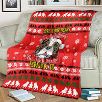 Give Your Heart Pitbull Dog Christmas Blanket Xmas Holiday Patterns - Wonder Print Shop