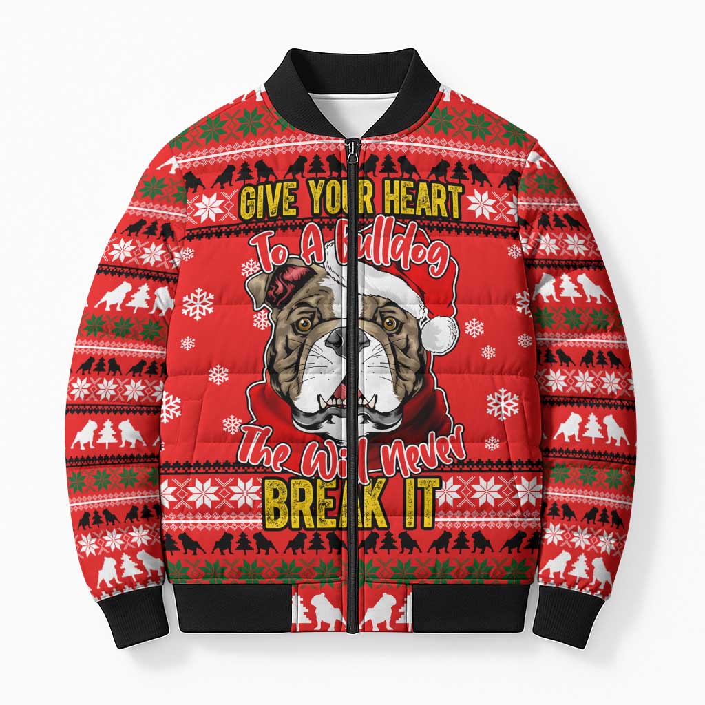 Give Your Heart Pitbull Dog Christmas Bomber Puffer Jacket Xmas Holiday Patterns - Wonder Print Shop
