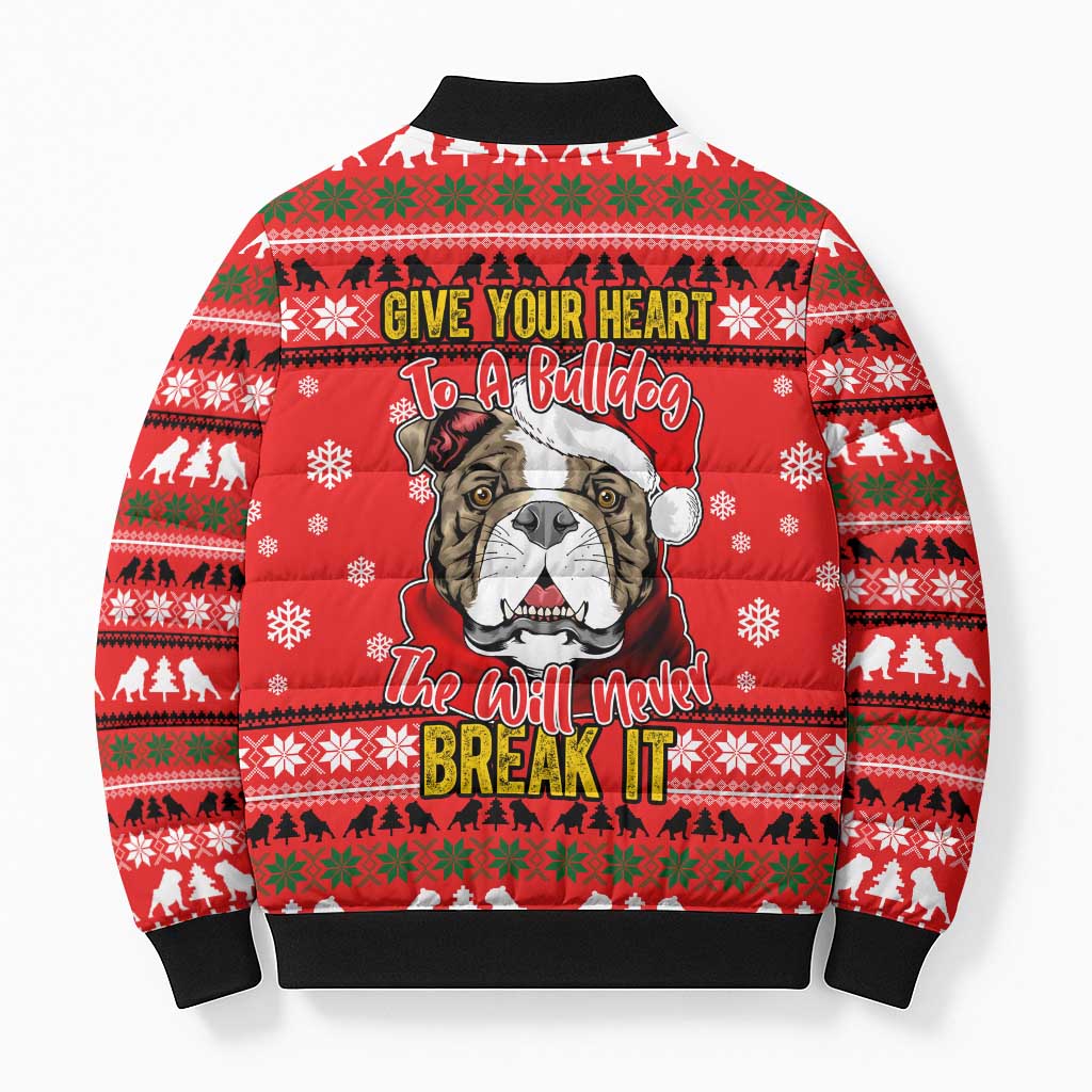 Give Your Heart Pitbull Dog Christmas Bomber Puffer Jacket Xmas Holiday Patterns - Wonder Print Shop