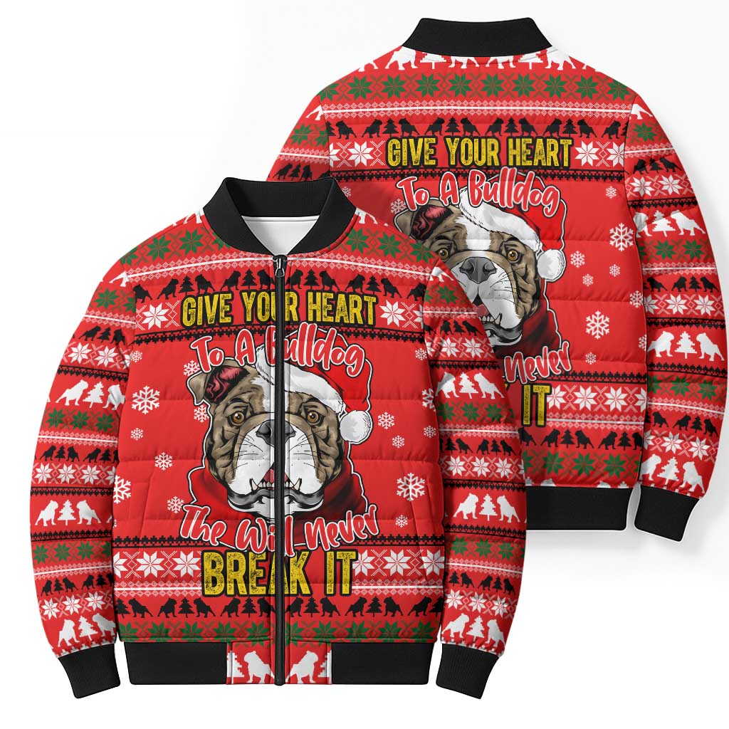 Give Your Heart Pitbull Dog Christmas Bomber Puffer Jacket Xmas Holiday Patterns - Wonder Print Shop