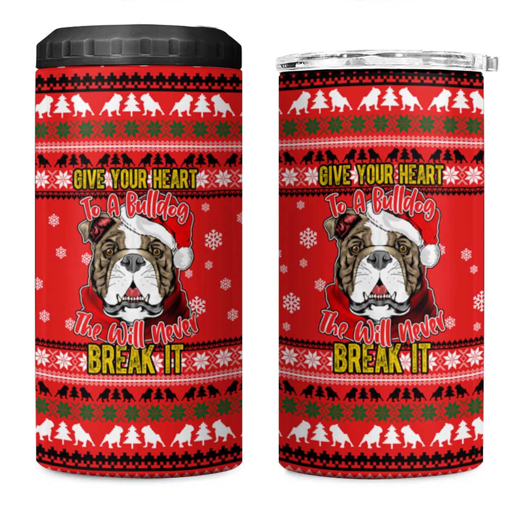 Give Your Heart Pitbull Dog Christmas 4 in 1 Can Cooler Tumbler Xmas Holiday Patterns - Wonder Print Shop