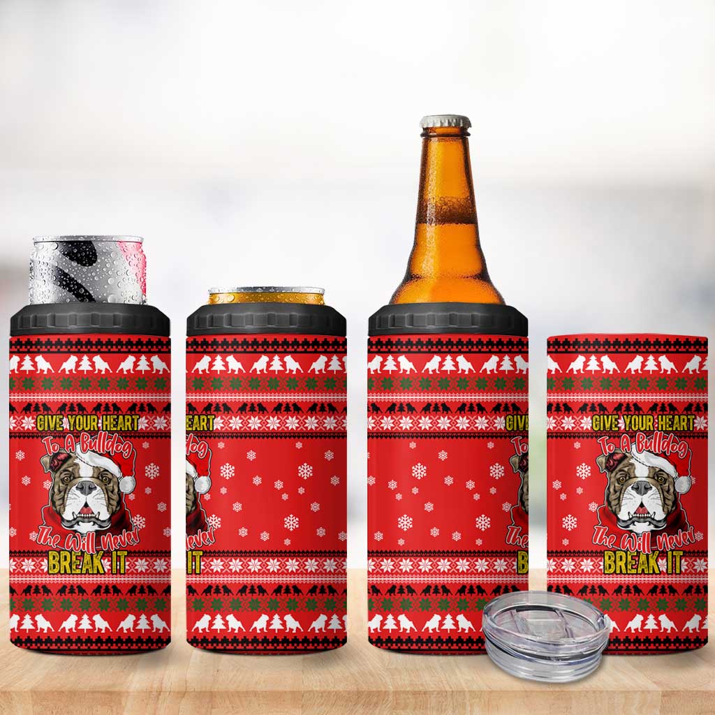 Give Your Heart Pitbull Dog Christmas 4 in 1 Can Cooler Tumbler Xmas Holiday Patterns - Wonder Print Shop