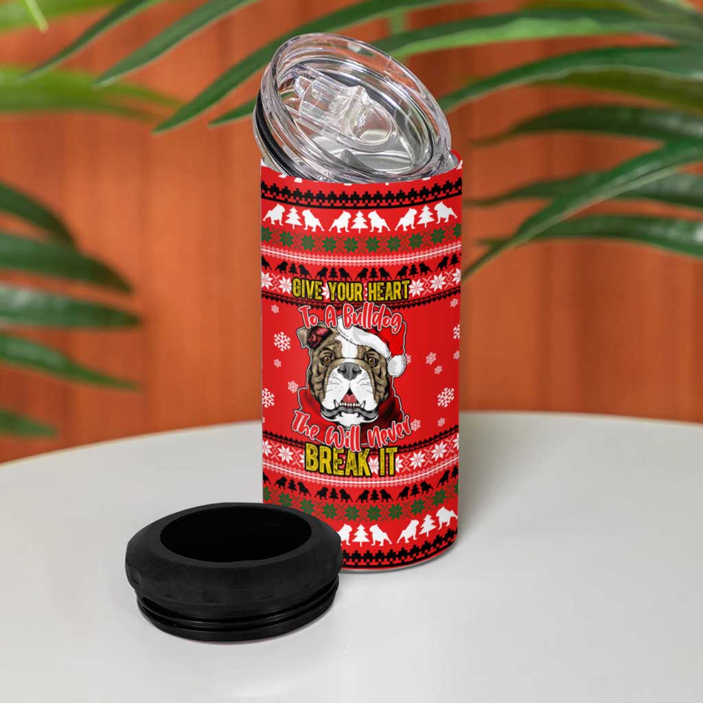 Give Your Heart Pitbull Dog Christmas 4 in 1 Can Cooler Tumbler Xmas Holiday Patterns - Wonder Print Shop