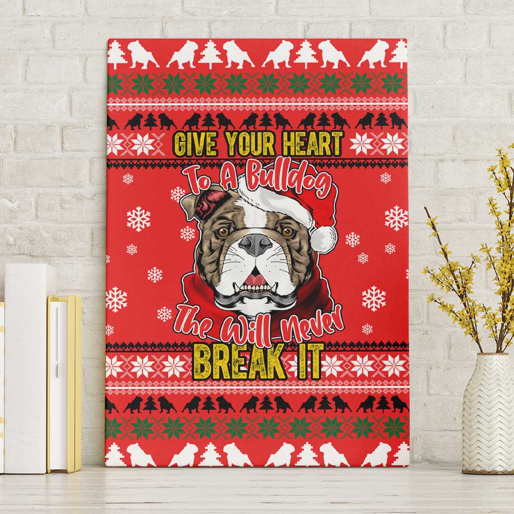 Give Your Heart Pitbull Dog Christmas Canvas Wall Art Xmas Holiday Patterns - Wonder Print Shop