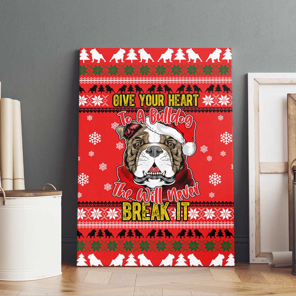 Give Your Heart Pitbull Dog Christmas Canvas Wall Art Xmas Holiday Patterns - Wonder Print Shop