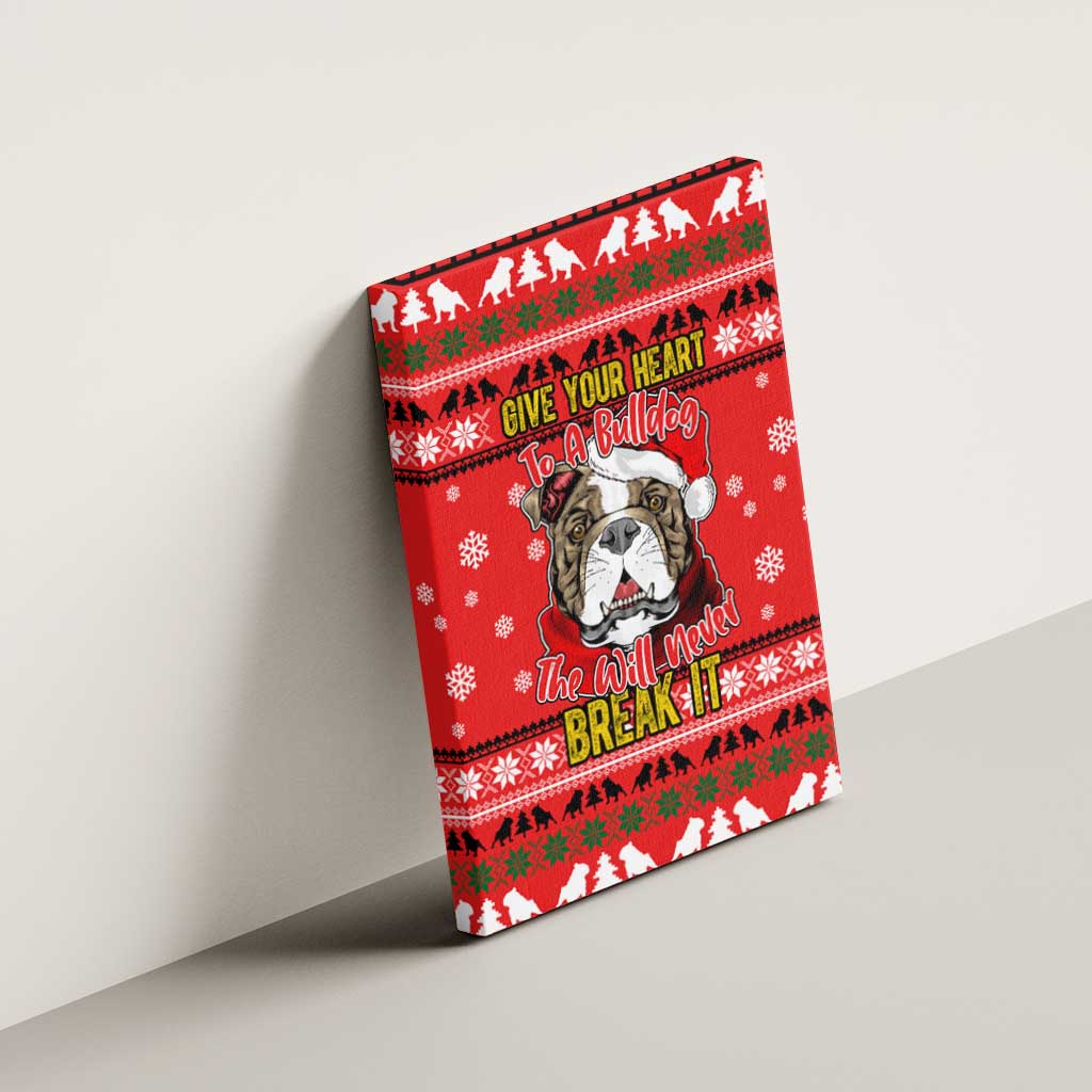 Give Your Heart Pitbull Dog Christmas Canvas Wall Art Xmas Holiday Patterns - Wonder Print Shop