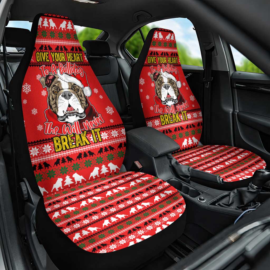 Give Your Heart Pitbull Dog Christmas Car Seat Cover Xmas Holiday Patterns - Wonder Print Shop