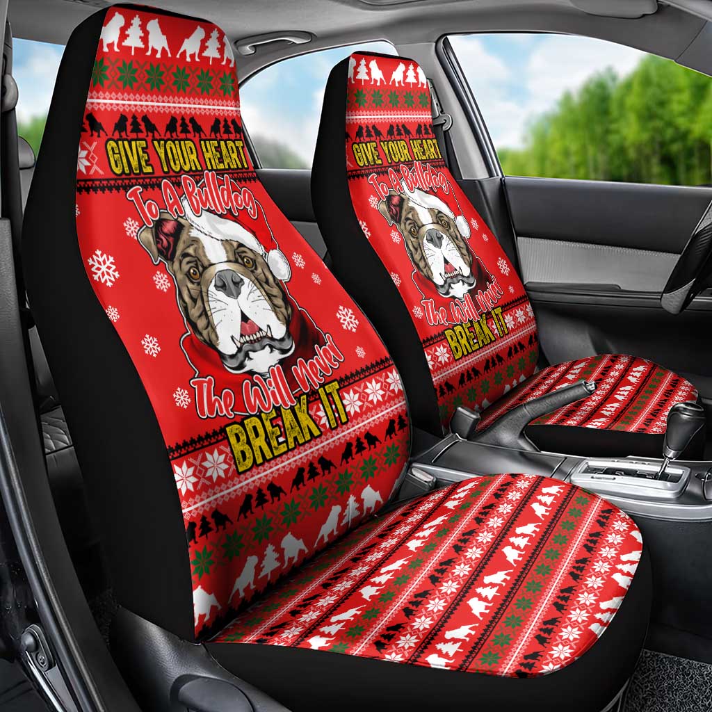 Give Your Heart Pitbull Dog Christmas Car Seat Cover Xmas Holiday Patterns - Wonder Print Shop