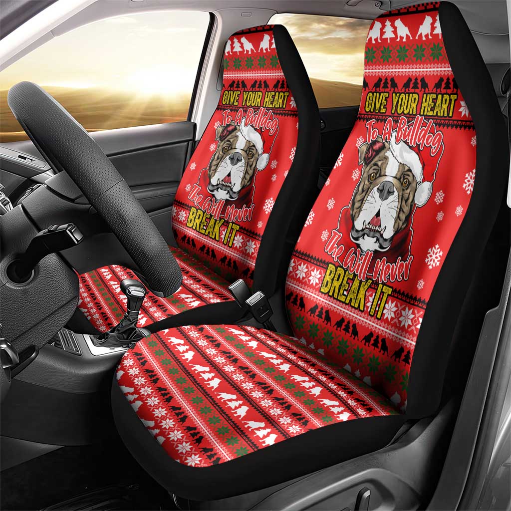 Give Your Heart Pitbull Dog Christmas Car Seat Cover Xmas Holiday Patterns - Wonder Print Shop