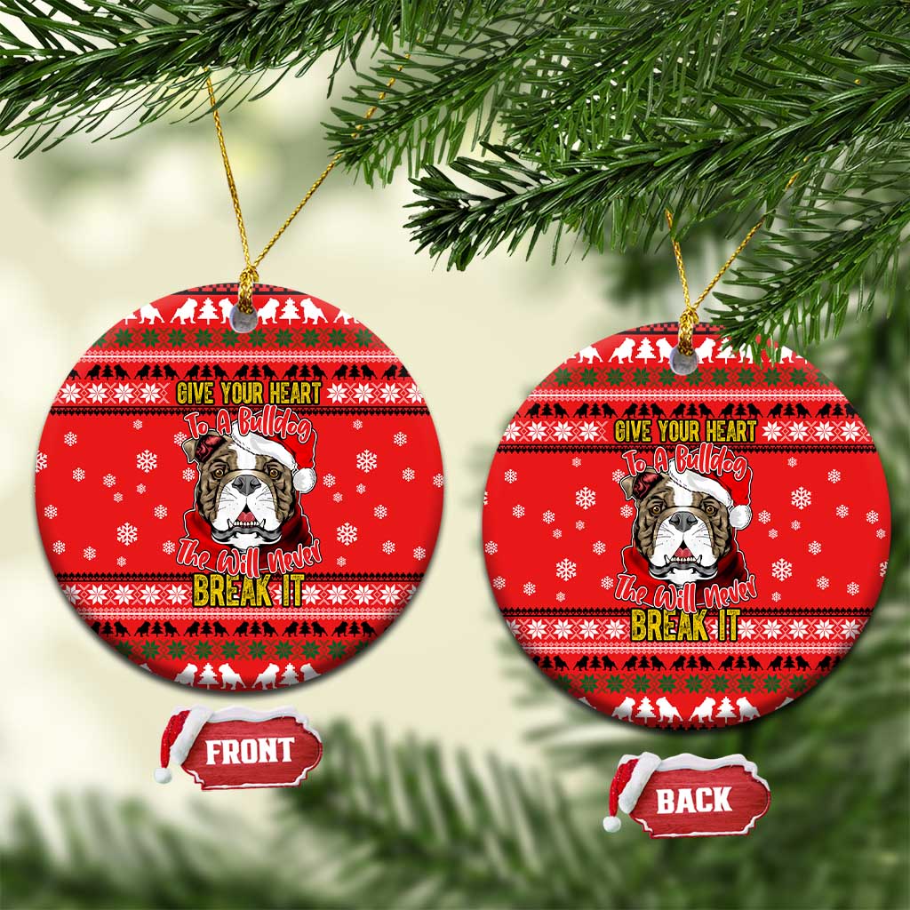 Give Your Heart Pitbull Dog Christmas Ceramic Ornament Xmas Holiday Patterns - Wonder Print Shop