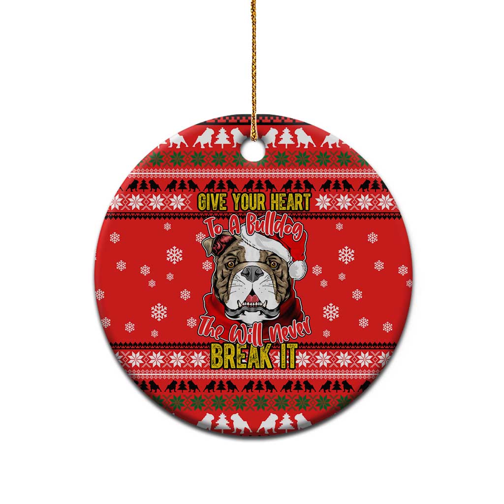 Give Your Heart Pitbull Dog Christmas Ceramic Ornament Xmas Holiday Patterns - Wonder Print Shop