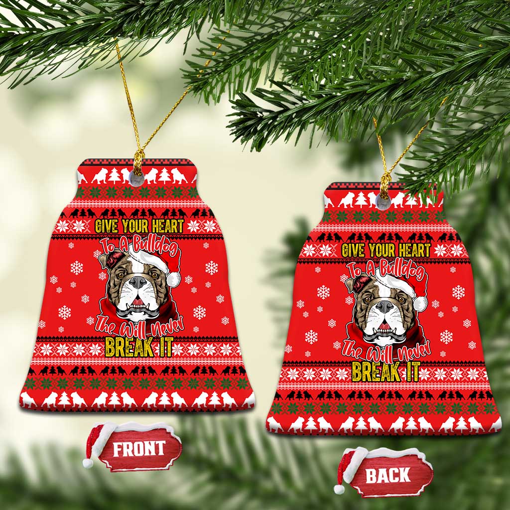 Give Your Heart Pitbull Dog Christmas Ceramic Ornament Xmas Holiday Patterns - Wonder Print Shop