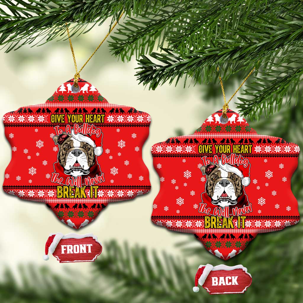 Give Your Heart Pitbull Dog Christmas Ceramic Ornament Xmas Holiday Patterns - Wonder Print Shop