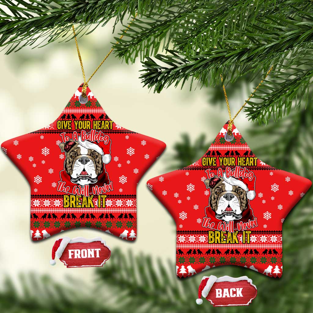 Give Your Heart Pitbull Dog Christmas Ceramic Ornament Xmas Holiday Patterns - Wonder Print Shop