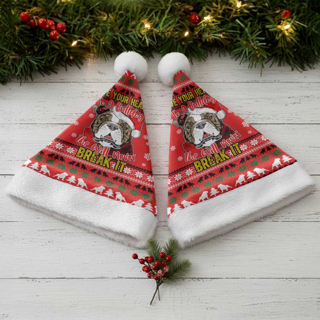 Give Your Heart Pitbull Dog Christmas Santa Hat Xmas Holiday Patterns - Wonder Print Shop