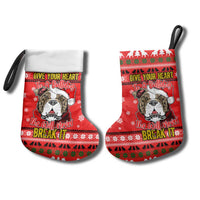 Give Your Heart Pitbull Dog Christmas Stocking Xmas Holiday Patterns - Wonder Print Shop