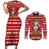 Give Your Heart Pitbull Dog Christmas Couples Matching Short Sleeve Bodycon Dress and Long Sleeve Button Shirt Xmas Holiday Patterns - Wonder Print Shop